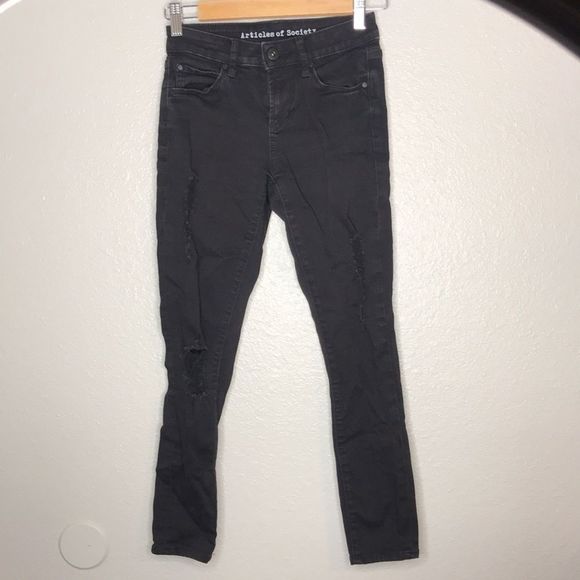 Articles Of Society Denim - Articles of Society Skinny Jeans Distressed Black